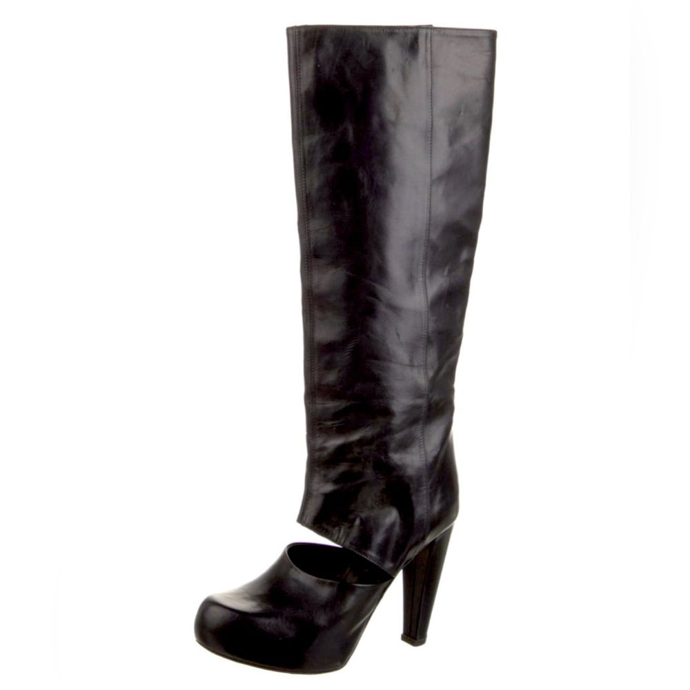 Loeffler Randall Black Leather Knee-High Boots sz 6 - Picture 2 of 5
